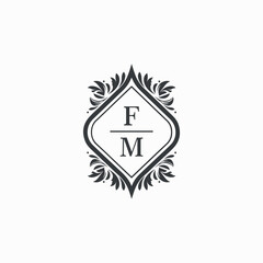 FM Initials Wedding Logo Vector Art  Icons  and Graphics