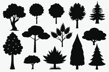 Pine Tree Silhouettes – Vector Evergreen Forest Fir and Spruce Collection
