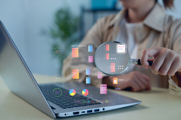 Concept digital transformation technology strategy, Analyst working with Business, metrics...