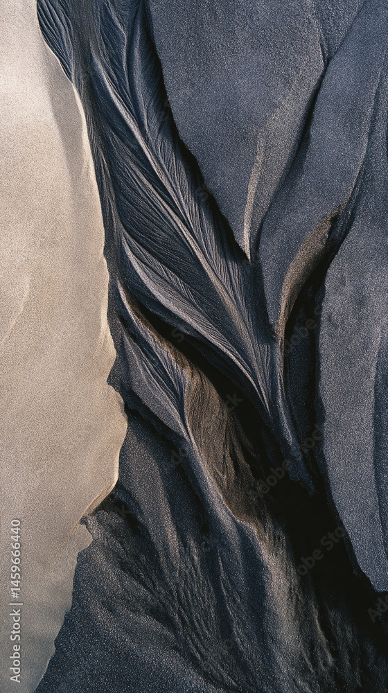 Aufkleber abstract sand texture image, beige and dark gray tones creating flowing patterns, symbolizing nature