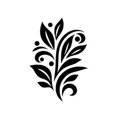 Minimalist Black and White Floral Ornament Design