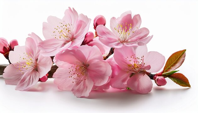 pink cherry blossom isolated on transparent or white background