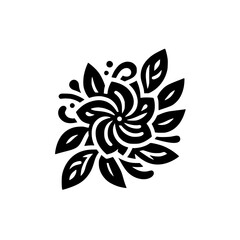 Black & White Floral Motif Vector, Minimalist Design, Decorative Element