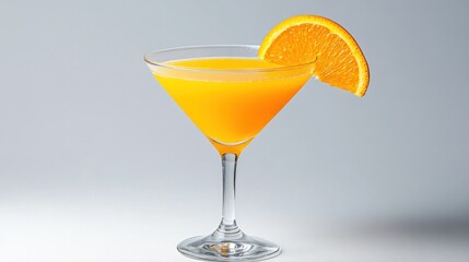 Refreshing orange cocktail in martini glass close up