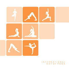 Yoga pose silhouette for international day of yoga social media vector