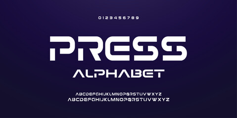 Design Modern abstract digital alphabet font. Minimal technology typography, Creative urban sport fashion futuristic font and with numbers. vector illustration.