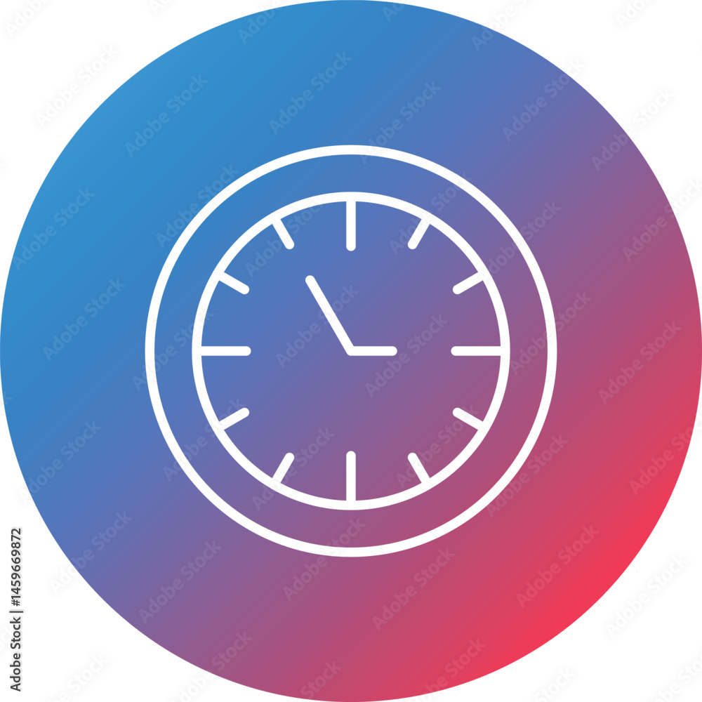 Poster clock line gradient circle background icon