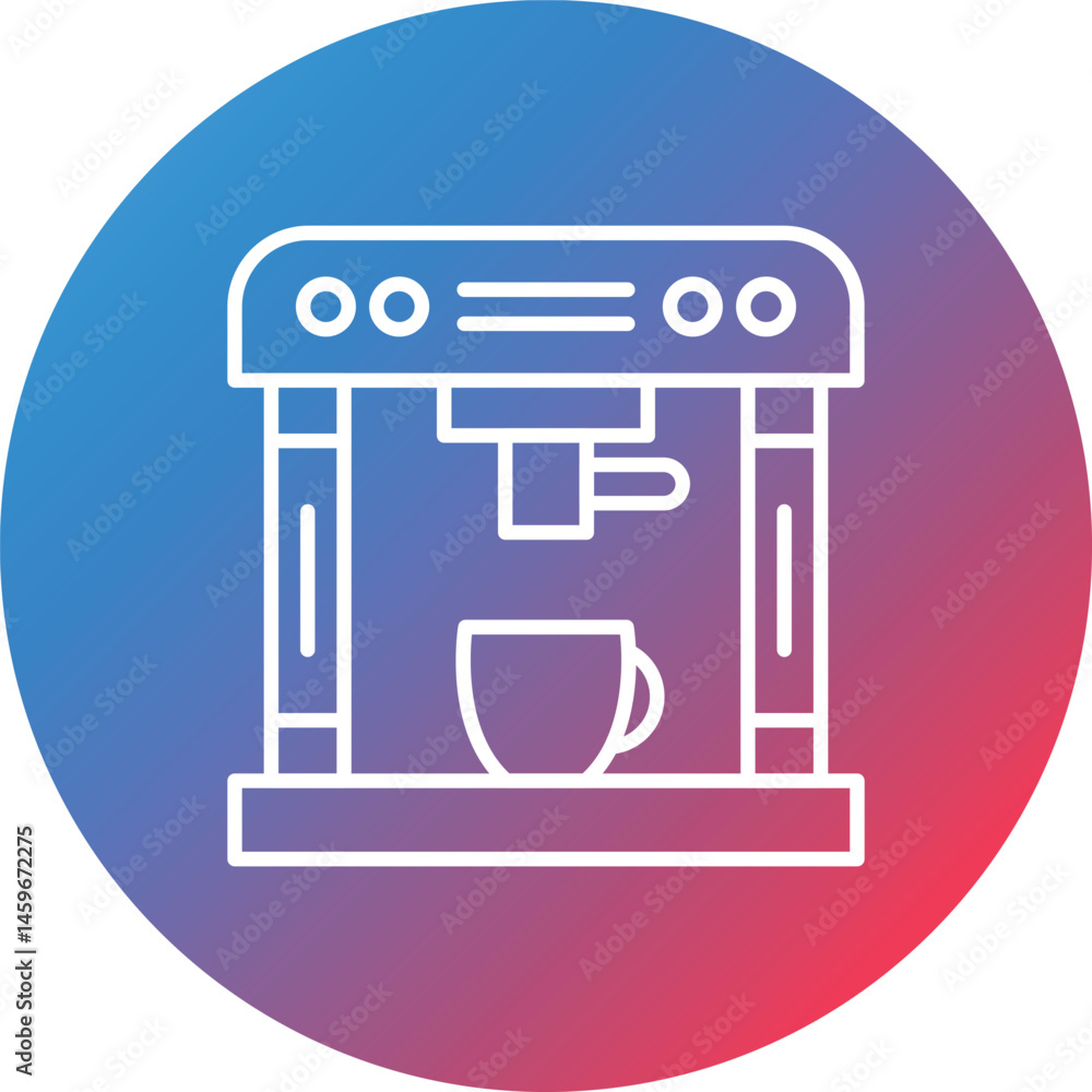 Poster coffee maker line gradient circle background icon