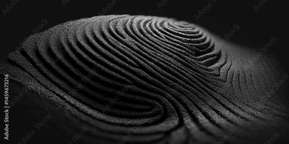 Aufkleber Dark gray textured surface with curved lines, creating a three-dimensional effect symbolizing depth, mystery, and elegance, suitable for abstract design concepts