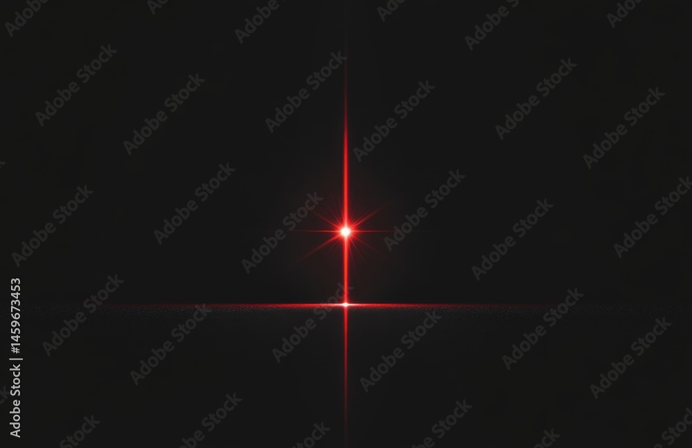 Aufkleber a single red laser beam shines in the center of an all-black background, illuminating the darkness w