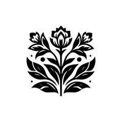 Elegant Black Floral Emblem on White Background