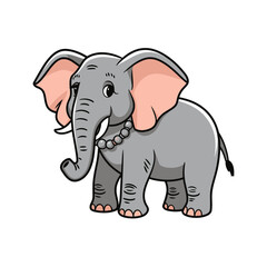 Cute Cartoon Elephant Vector Illustration 