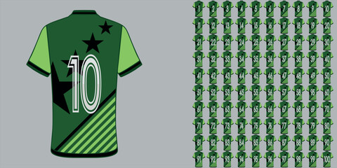 Jersey T-shirt Design Back Number 1–100 Elegant Star Green Theme