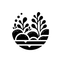 Abstract Botanical Composition in Black & White, Minimalist Style