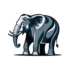 Vector Illustration of a Majestic Elephant Standing &ndash; Wildlife Animal Graphic Art
