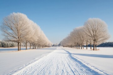 Obraz premium Snowy white landscape with pine trees