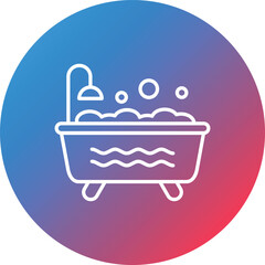 Bathtub Line Gradient Circle Background Icon