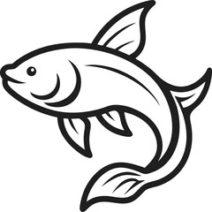 Catfish icon line art vector on transparent background 