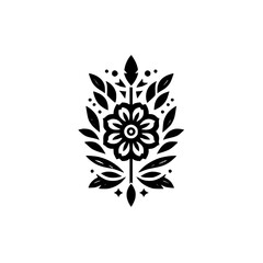 Elegant Floral Ornament: Black and White Vector Design