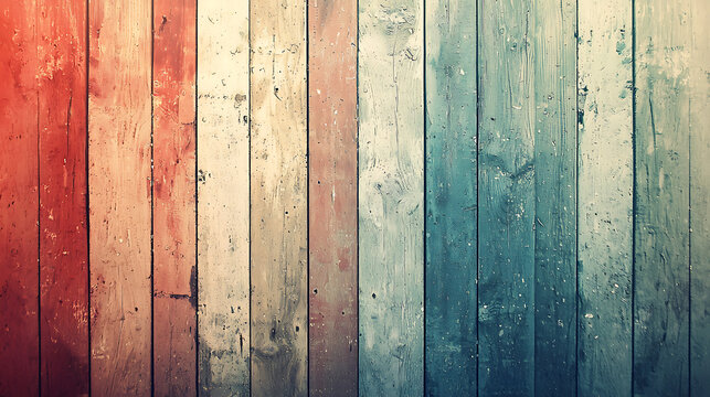 A wooden background with a red stripe and a blue stripe