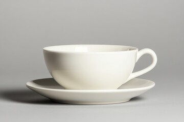 Fototapeta premium White porcelain tea cup with saucer