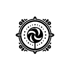 Swirly Black & White Logo Design: Abstract Emblem on White