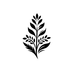 Simple Leaf Motif - Black and White Floral Design for Branding