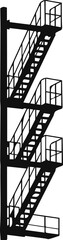 Silhouette of industrial observation tower with steel stairs and safety railings