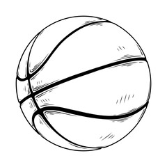Naklejka premium vector line art hand draw illustration of basketball