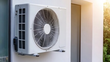 Exterior Air Conditioning Unit on a Modern House Wall