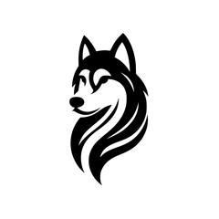 Minimalist Black and White Husky Logo Design