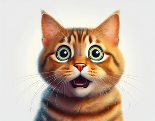 Fototapeta premium funny surprised cat with wide eyes isolated on white