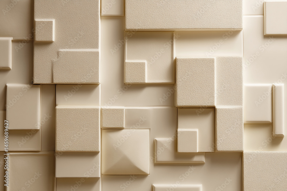 Aufkleber beige textured squares and rectangles create an abstract geometric pattern, showcasing a modern and 