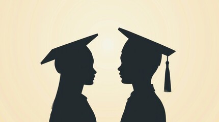 graduation silhouettes of male and female students

