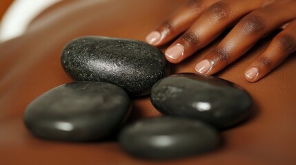 Hot stone massage on back