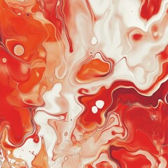Vibrant, flowing abstract design in shades of orange, red, and white