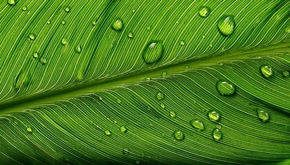 green leaf texture with water droplets