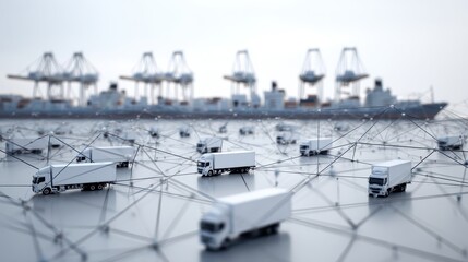 Networked transport vehicles at a modern port.