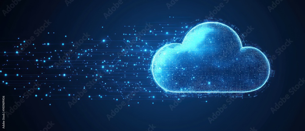 Poster abstract cloud computing digital network data flow