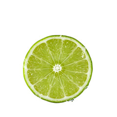 A clean slice of lime with a splash of water, isolated on a transparent PNG background, dynamic motion blur, capturing the freshness and movement
