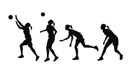 girls volleyball player silhouette black art