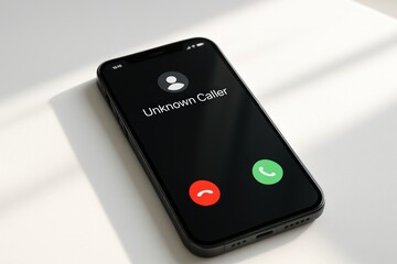 Phone screen displaying unknown caller with options to answer  