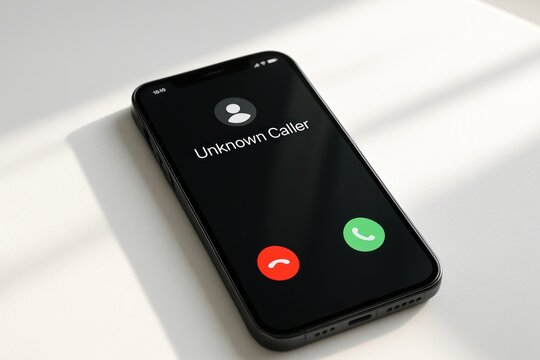 Phone screen displaying unknown caller with options to answer  