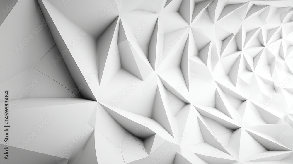 Poster abstract white geometric pattern with triangular shapes creating a textured surface design element