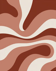 A colorful abstract painting with a brown and white swirl pattern
