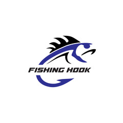 a very unique fishing hook icon logo