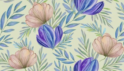 seamless watercolor pattern hand drawn illustration isolated on pastel background