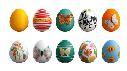 Easter Eggs Collection: A delightful assortment of decorated Easter eggs, each showcasing unique designs, patterns, and motifs, perfect for spring celebrations and festive occasions.