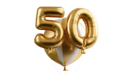 Golden Anniversary: A pair of buoyant golden balloons shaped as "50" soaring high. A perfect visual for celebrations.