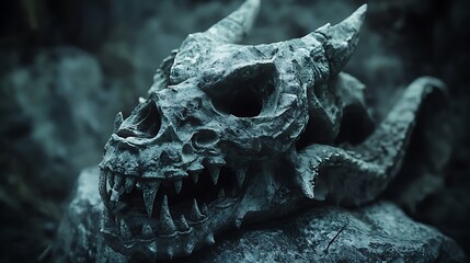 Flaming skull concept art with glowing smoke high resolution picture